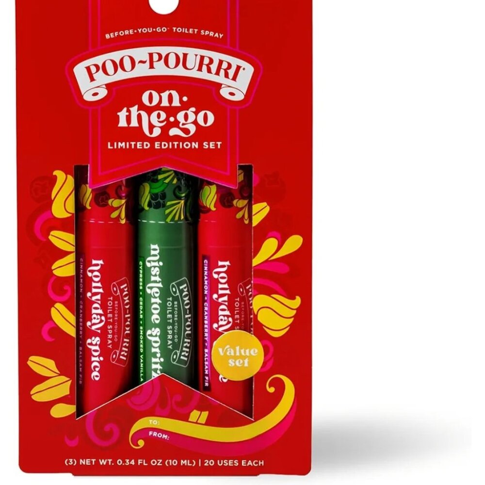 Poo-Pourri Holiday Spritzmas On-The-Go Travel Size 3pk Limited Edition Gift Set